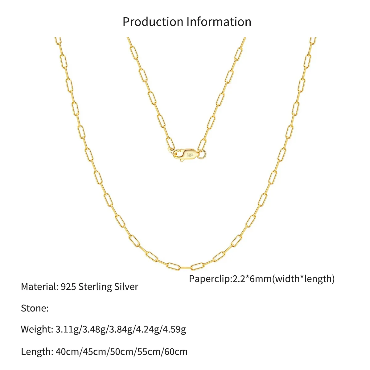Wholesale 925 Sterling Silver 2.2mm Paperclip Link Chain Necklace 80100117 - image2