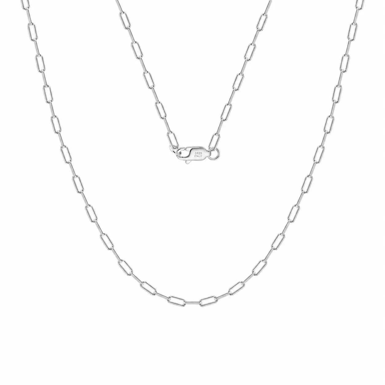 Wholesale 925 Sterling Silver 2.2mm Paperclip Link Chain Necklace 80100118 Wholesale 925 Sterling Silver 2.2mm Paperclip Link Chain Necklace 80100118
