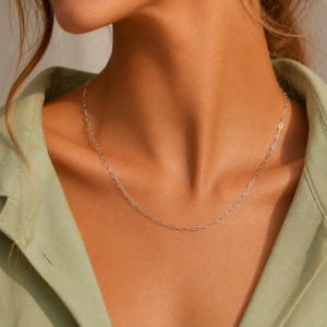 Wholesale 925 Sterling Silver 2.2mm Paperclip Link Chain Necklace 80100118 Wholesale 925 Sterling Silver 2.2mm Paperclip Link Chain Necklace 80100118
