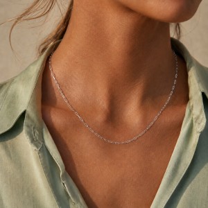 Wholesale 925 Sterling Silver 2.2mm Paperclip Link Chain Necklace 80100118 Wholesale 925 Sterling Silver 2.2mm Paperclip Link Chain Necklace 80100118