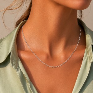 Wholesale 925 Sterling Silver 2.2mm Paperclip Link Chain Necklace 80100118 Wholesale 925 Sterling Silver 2.2mm Paperclip Link Chain Necklace 80100118