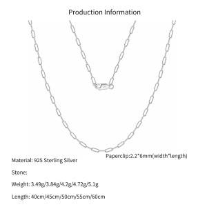 Wholesale 925 Sterling Silver 2.2mm Paperclip Link Chain Necklace 80100118 Wholesale 925 Sterling Silver 2.2mm Paperclip Link Chain Necklace 80100118