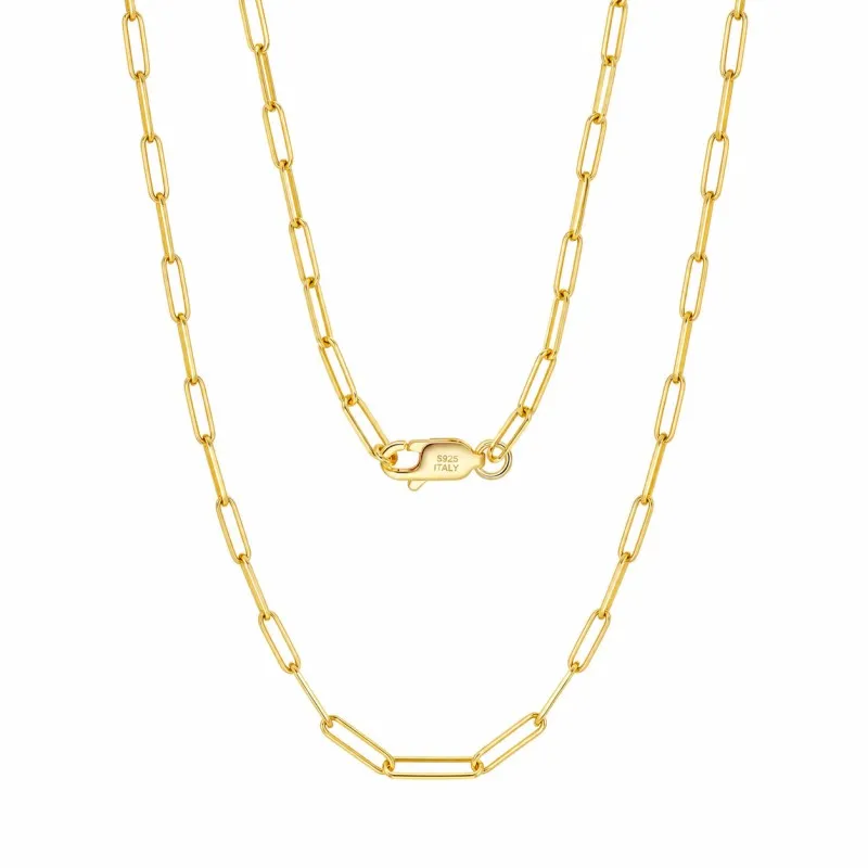 Wholesale 925 Sterling Silver 3mm Paperclip Link Chain Necklace 80100119 Wholesale 925 Sterling Silver 3mm Paperclip Link Chain Necklace 80100119