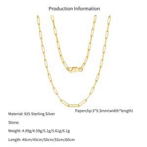 Wholesale 925 Sterling Silver 3mm Paperclip Link Chain Necklace 80100119 Wholesale 925 Sterling Silver 3mm Paperclip Link Chain Necklace 80100119