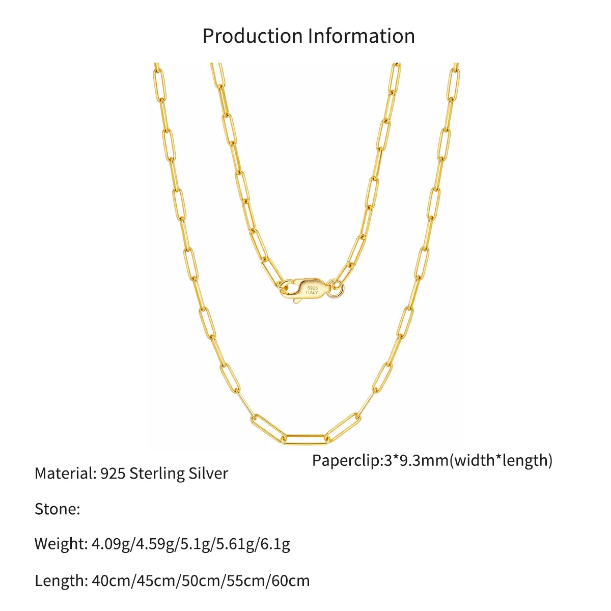 Wholesale 925 Sterling Silver 3mm Paperclip Link Chain Necklace 80100119 - image2