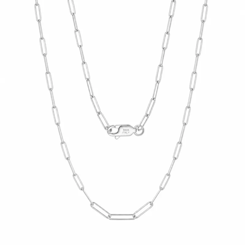 Wholesale 925 Sterling Silver 3mm Paperclip Link Chain Necklace 80100121 Wholesale 925 Sterling Silver 3mm Paperclip Link Chain Necklace 80100121