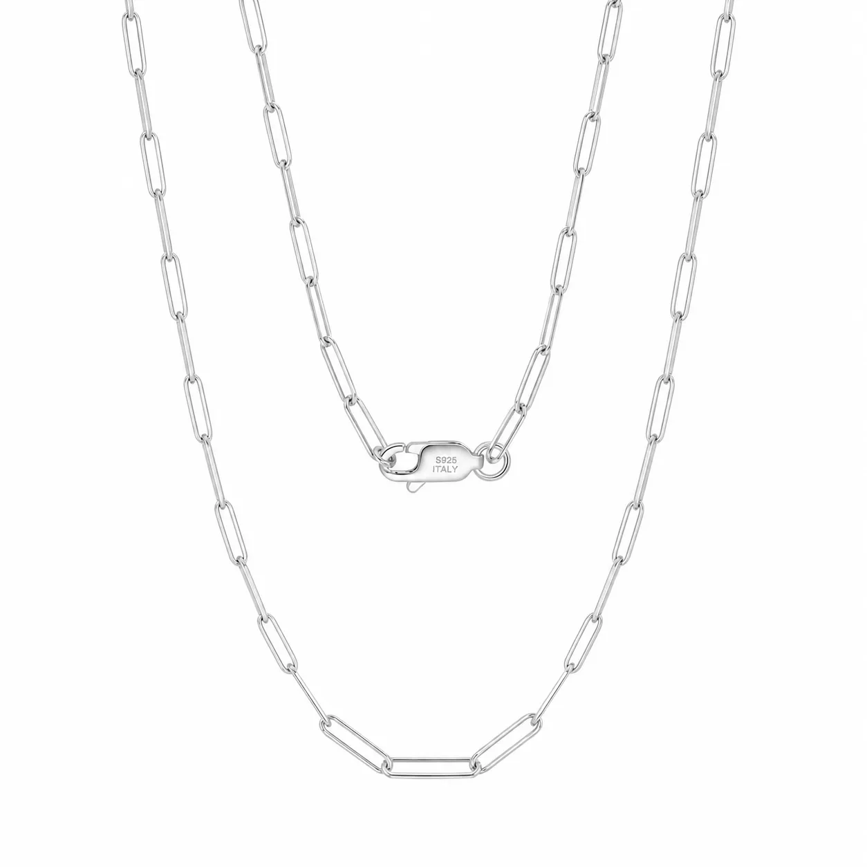 Wholesale 925 Sterling Silver 3mm Paperclip Link Chain Necklace 80100121 Wholesale 925 Sterling Silver 3mm Paperclip Link Chain Necklace 80100121