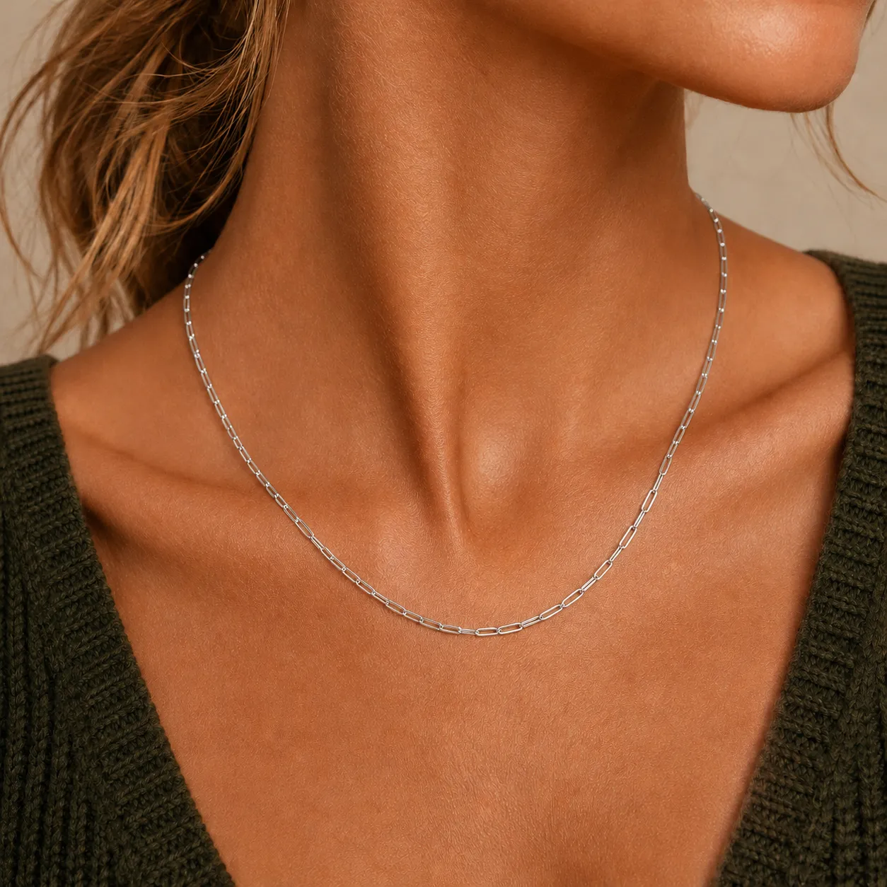 Wholesale 925 Sterling Silver 3mm Paperclip Link Chain Necklace 80100121 - image1