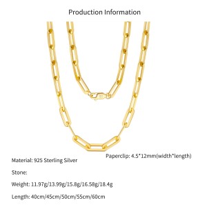 Wholesale 925 Sterling Silver 4.5mm Bold Paperclip Chain Necklace 80100123 Wholesale 925 Sterling Silver 4.5mm Bold Paperclip Chain Necklace 80100123
