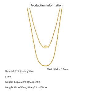 Wholesale 925 Sterling Silver 1.2mm Rope Chain Twist Necklace 80100125 Wholesale 925 Sterling Silver 1.2mm Rope Chain Twist Necklace 80100125