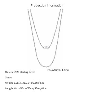 Wholesale 925 Sterling Silver 1.2mm Rope Chain Twist Necklace 80100126 Wholesale 925 Sterling Silver 1.2mm Rope Chain Twist Necklace 80100126