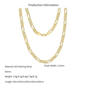 Wholesale 925 Sterling Silver 3.3mm Figaro Link Chain Necklace 80100127 Wholesale 925 Sterling Silver 3.3mm Figaro Link Chain Necklace 80100127