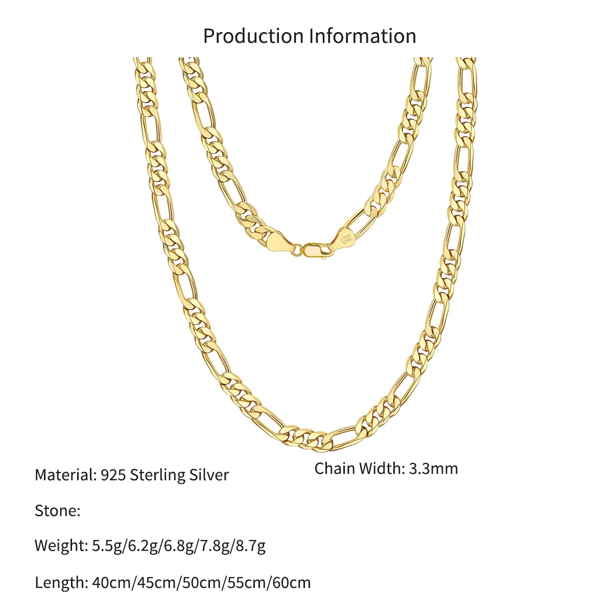 Wholesale 925 Sterling Silver 3.3mm Figaro Link Chain Necklace 80100127 - image2