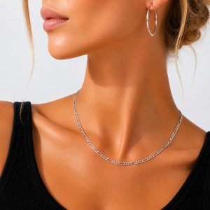 Wholesale 925 Sterling Silver 3.3mm Figaro Link Chain Necklace 80100128 Wholesale 925 Sterling Silver 3.3mm Figaro Link Chain Necklace 80100128