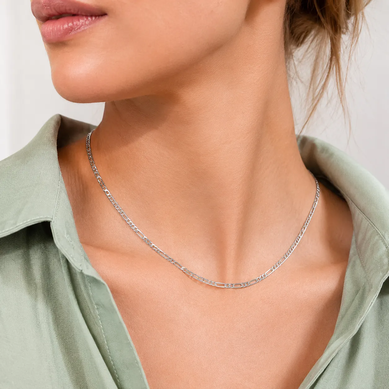 Wholesale 925 Sterling Silver 3.3mm Figaro Link Chain Necklace 80100128 - image1