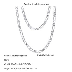 Wholesale 925 Sterling Silver 3.3mm Figaro Link Chain Necklace 80100128 Wholesale 925 Sterling Silver 3.3mm Figaro Link Chain Necklace 80100128