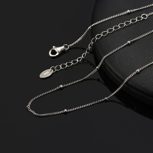 Wholesale 925 Sterling Silver Satellite Bead Station Chain Necklace 80100129 Wholesale 925 Sterling Silver Satellite Bead Station Chain Necklace 80100129