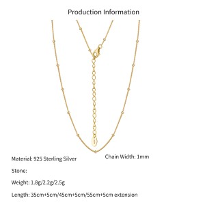 Wholesale 925 Sterling Silver Satellite Bead Station Chain Necklace 80100129 Wholesale 925 Sterling Silver Satellite Bead Station Chain Necklace 80100129