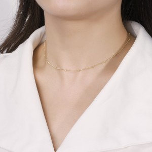 Wholesale 925 Sterling Silver Satellite Bead Station Chain Necklace 80100129 Wholesale 925 Sterling Silver Satellite Bead Station Chain Necklace 80100129