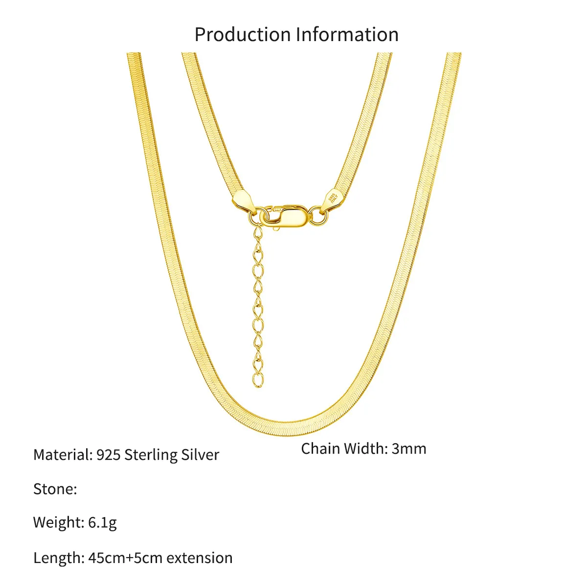 Wholesale 925 Sterling Silver 3mm Flat Blade Chain Necklace 80100130 - image4