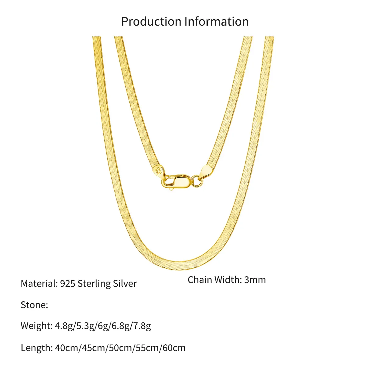 Wholesale 925 Sterling Silver 3mm Herringbone Flat Blade Chain Necklace 80100131 - image2