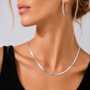 Wholesale 925 Sterling Silver 3mm Herringbone Flat Blade Chain Necklace 80100132 Wholesale 925 Sterling Silver 3mm Herringbone Flat Blade Chain Necklace 80100132