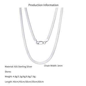 Wholesale 925 Sterling Silver 3mm Herringbone Flat Blade Chain Necklace 80100132 Wholesale 925 Sterling Silver 3mm Herringbone Flat Blade Chain Necklace 80100132