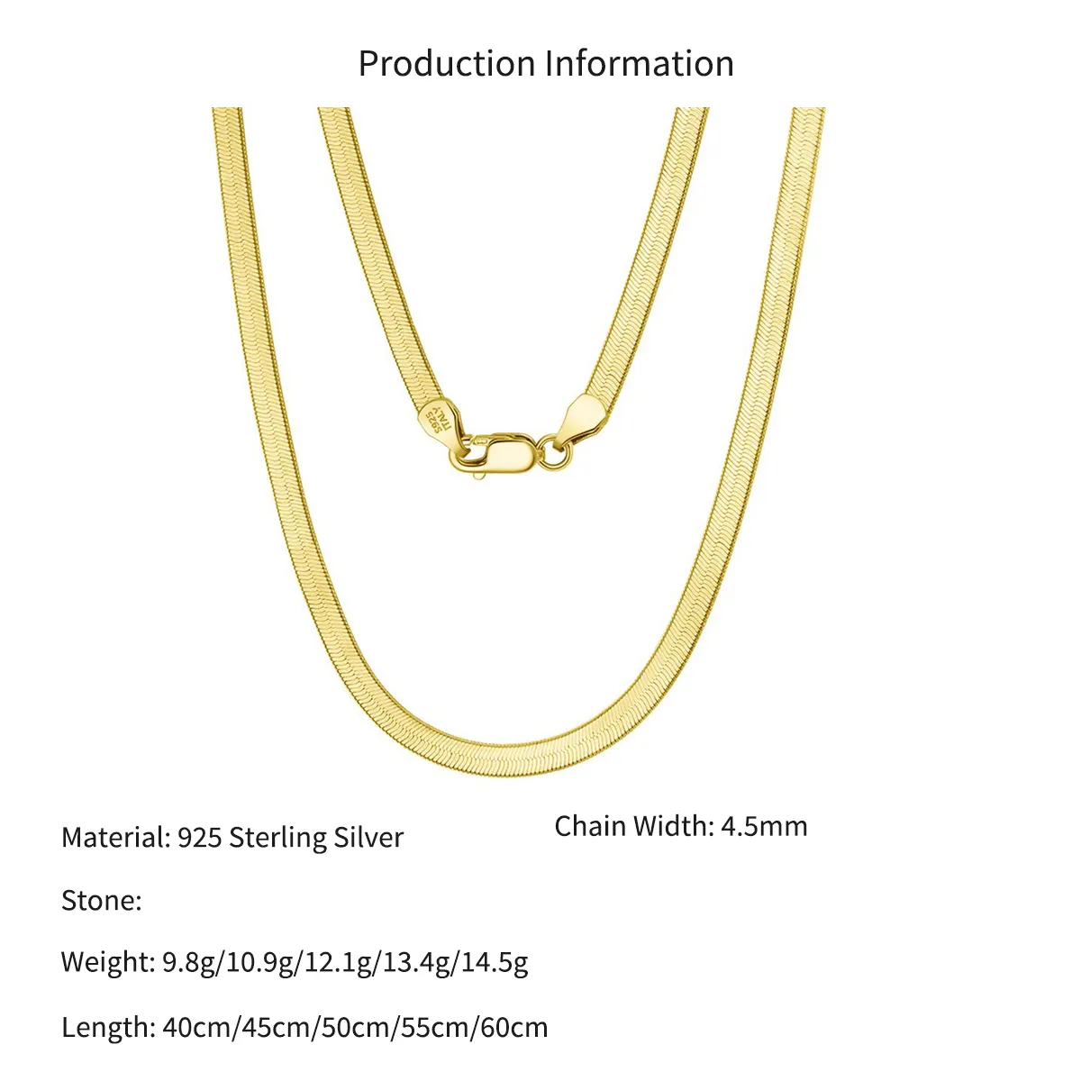 Wholesale 925 Sterling Silver 4.5mm Bold Herringbone Flat Blade Chain Necklace 80100133 - image2