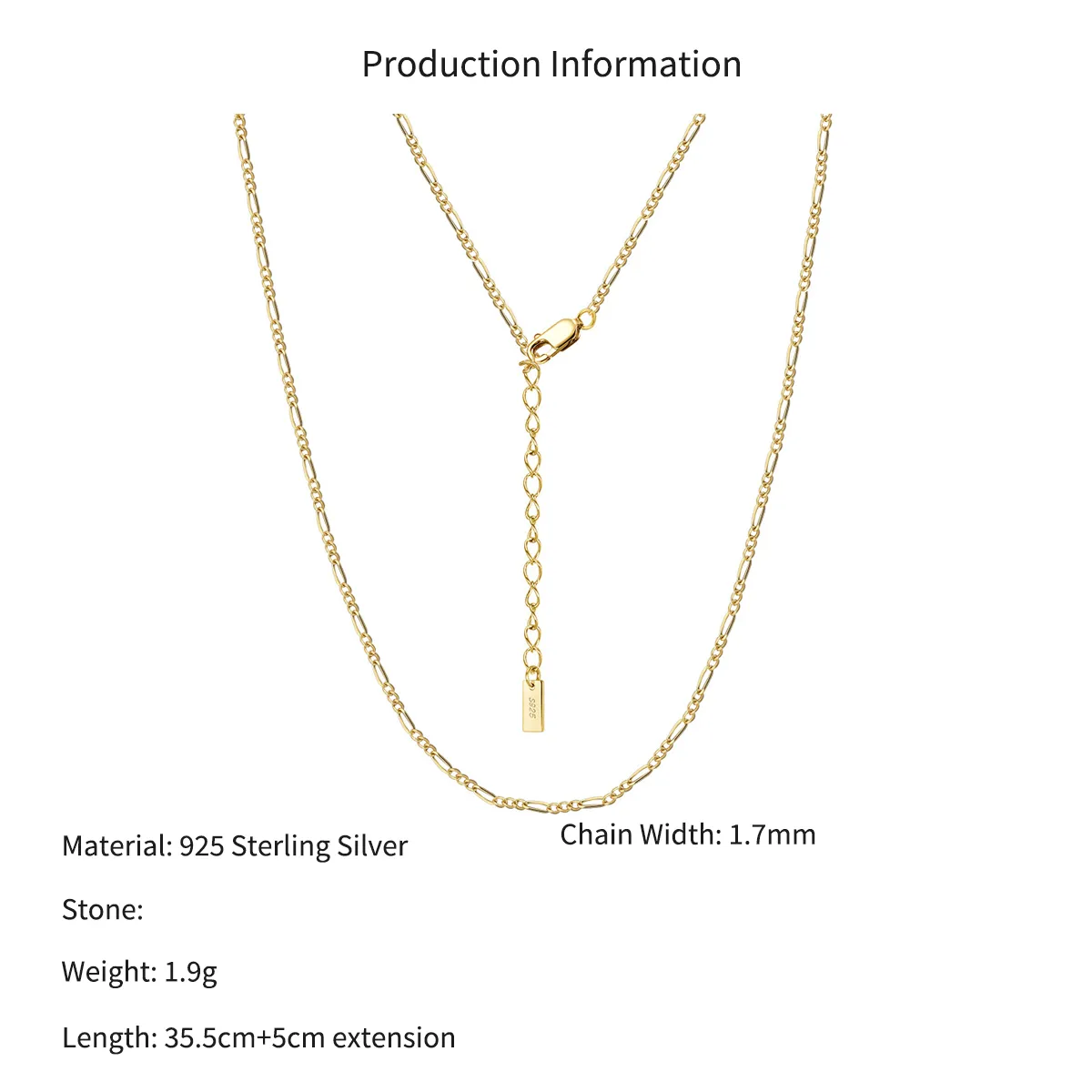 Wholesale 925 Sterling Silver 1.7mm Figaro Chain Choker Necklace 80100134 - image2