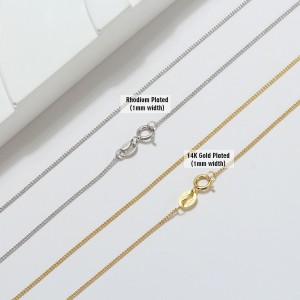 Wholesale 925 Sterling Silver 1mm Fine Curb Link Chain Necklace 80100137 Wholesale 925 Sterling Silver 1mm Fine Curb Link Chain Necklace 80100137