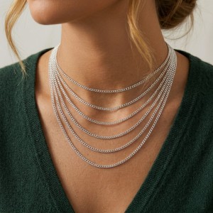 Wholesale 925 Sterling Silver 3.6mm Curb Link Chain Necklace 80100139 Wholesale 925 Sterling Silver 3.6mm Curb Link Chain Necklace 80100139