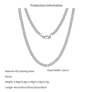 Wholesale 925 Sterling Silver 3.6mm Curb Link Chain Necklace 80100139 Wholesale 925 Sterling Silver 3.6mm Curb Link Chain Necklace 80100139