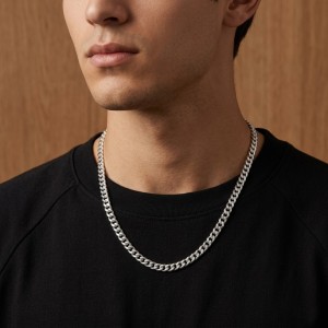 Wholesale 925 Sterling Silver 7mm Heavy Curb Link Chain Necklace 80100141 Wholesale 925 Sterling Silver 7mm Heavy Curb Link Chain Necklace 80100141