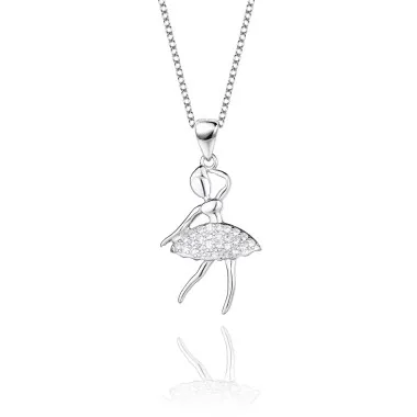 Cubic Zirconia Ballet Girl Pendant Necklace 80200001