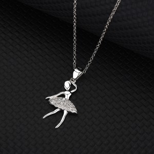 Cubic Zirconia Ballet Girl Pendant Necklace 80200001