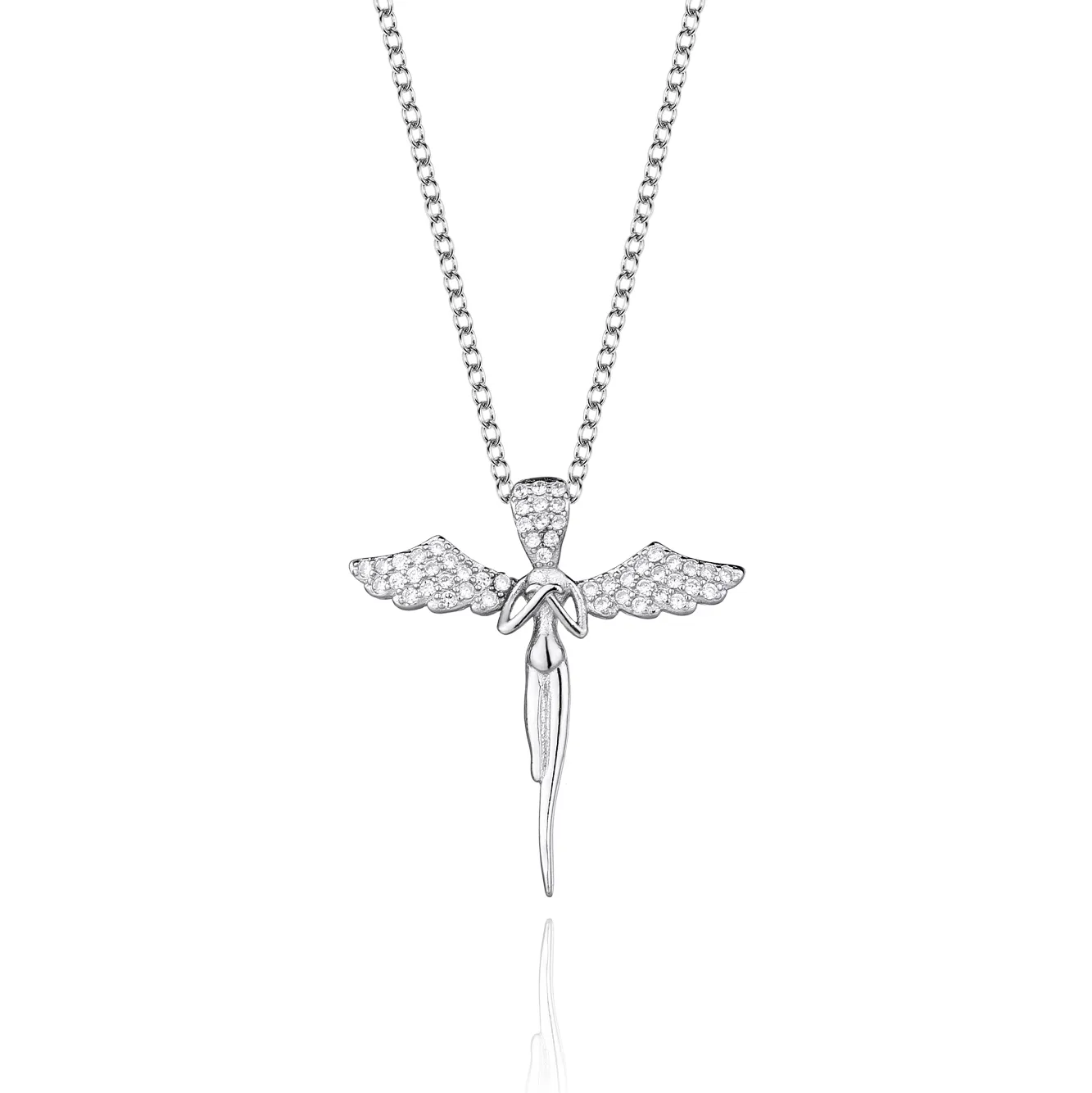 Cubic Zirconia Angel Wings Pendant Necklace 80200002