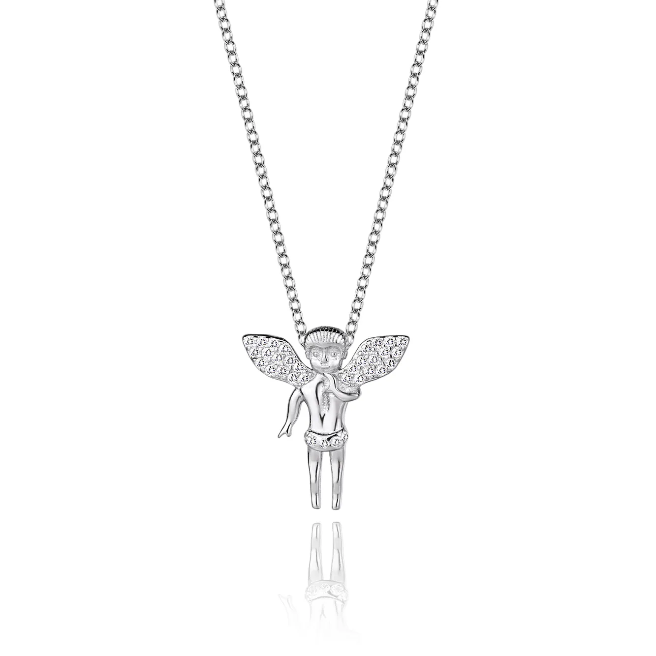 Cubic Zirconia Cupid Pendant Necklace 80200004