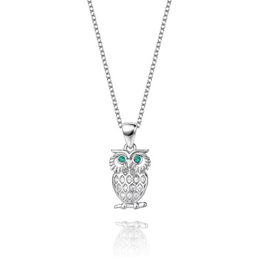Cubic Zirconia Owl Pendant Necklace 80200005