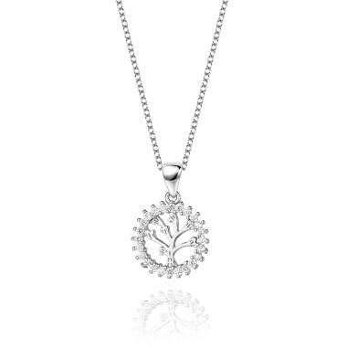 Cubic Zirconia Family Tree Pendant Necklace 80200008