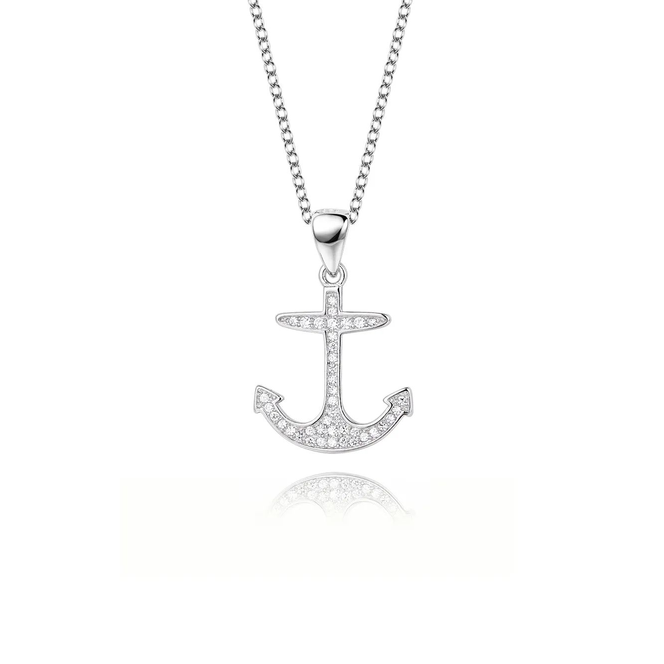 Cubic Zirconia Anchor Pendant Necklace 80200009