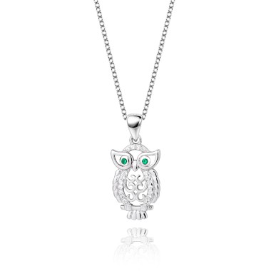 Cubic Zirconia Owl Pendant Necklace 80200010