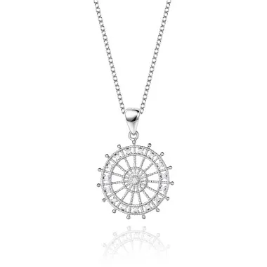Cubic Zirconia Anchor Compass Pendant Necklace 80200012