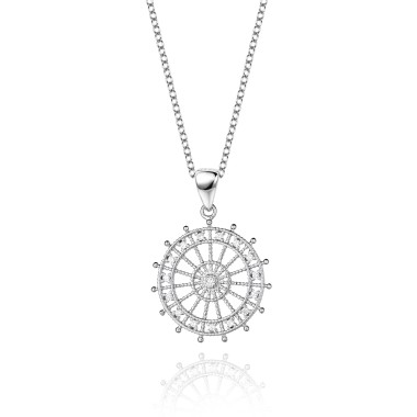 Cubic Zirconia Anchor Compass Pendant Necklace 80200012