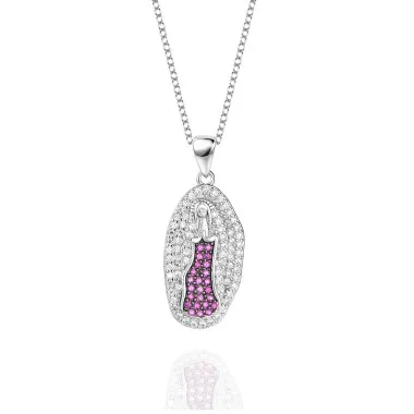 Cubic Zirconia Mother of God Pendant Necklace 80200014