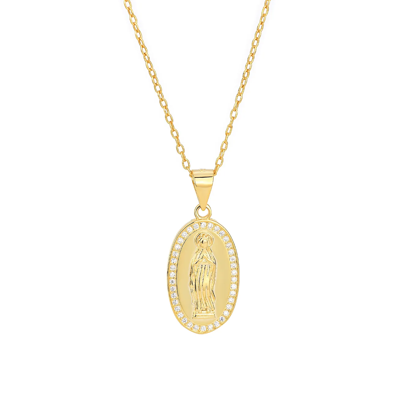 Cubic Zirconia Mother of God Pendant Necklace 80200015