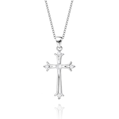 Cubic Zirconia Cross Pendant Necklace 80200016