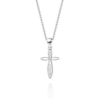 Cubic Zirconia Cross Pendant Necklace 80200017