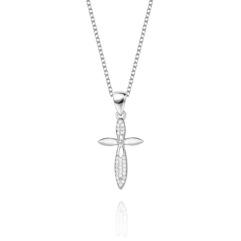Cubic Zirconia Cross Pendant Necklace 80200017