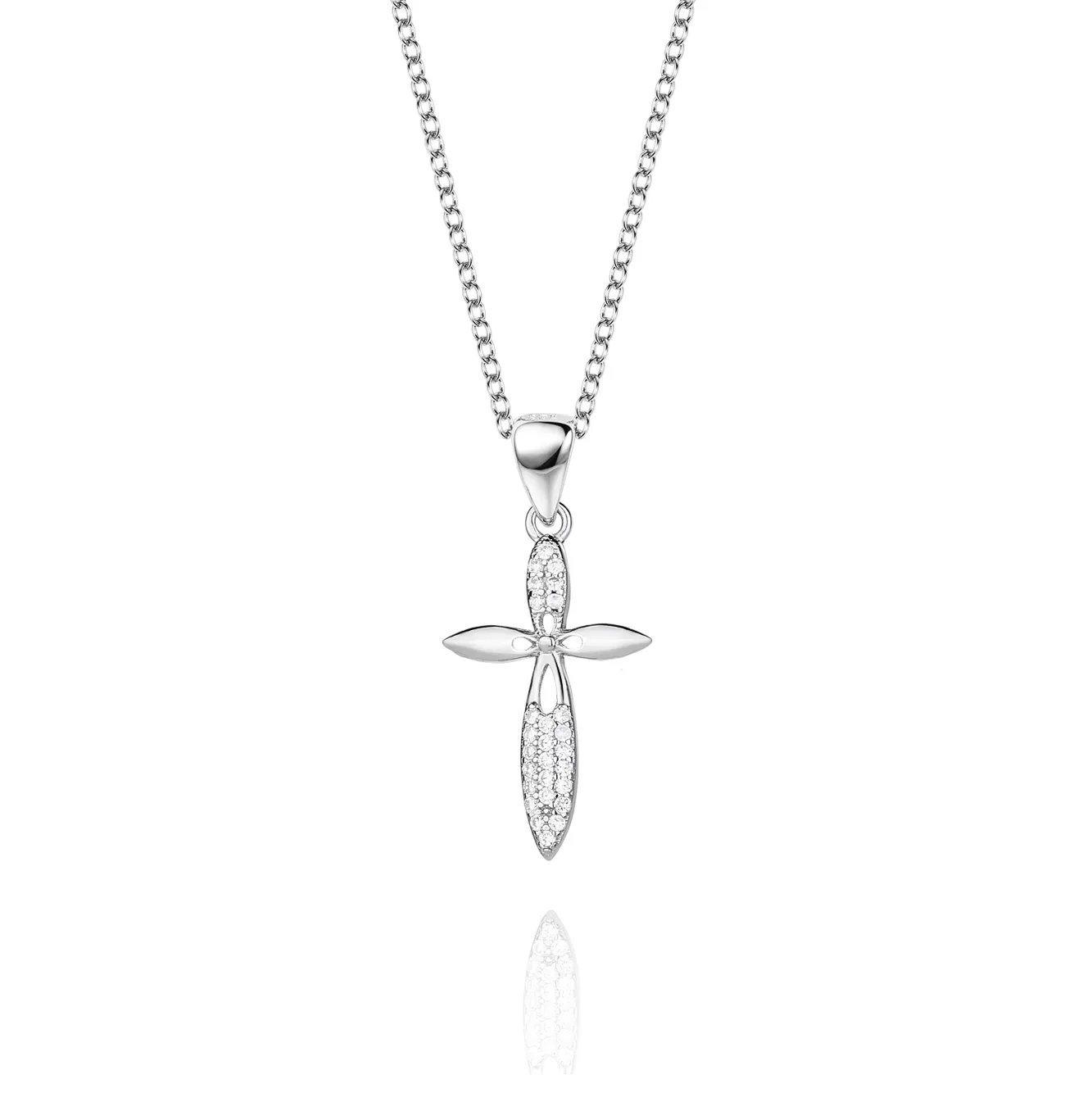 Cubic Zirconia Cross Pendant Necklace 80200017