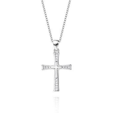 Cubic Zirconia Cross Pendant Necklace 80200018